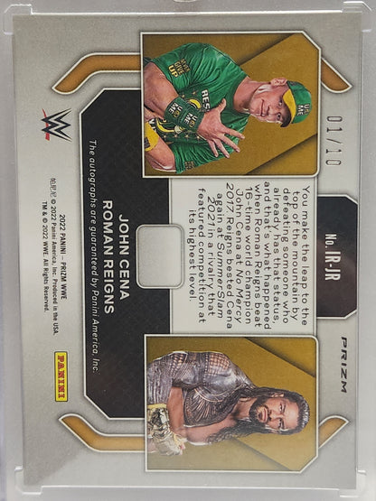 John Cena + Roman Reigns 2022 Panini Prizm Iconic Rivals Gold Auto #1/10