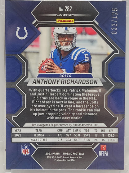 Anthony Richardson 2023 Panini Mosaic Red Rookie Autograph #32/125