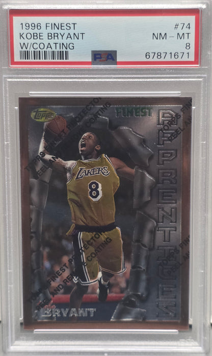 Kobe Bryant 1996 Topps Finest Rookie #74 with Coating PSA 8 Nm-Mint 1671
