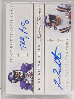 Fran Tarkenton + Teddy Bridgewater 2015 Panini National Treasures Dual Signatures #9/10