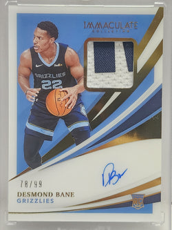 Desmond Bane 2020 Panini Imacculate Rookie Patch Auto #78/99