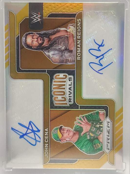 John Cena + Roman Reigns 2022 Panini Prizm Iconic Rivals Gold Auto #1/10