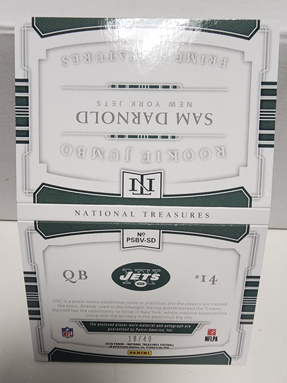 Sam Darnold 2018 Panini National Treasures Rookie Jumbo Prime Signatures Booklet #18/49