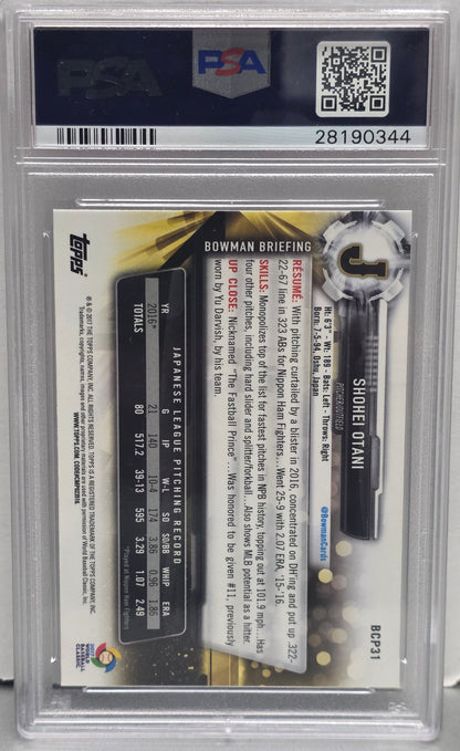 Shohei Ohtani 2017 Bowman Mega Box #BCP31 PSA 10 Gem Mint 0344