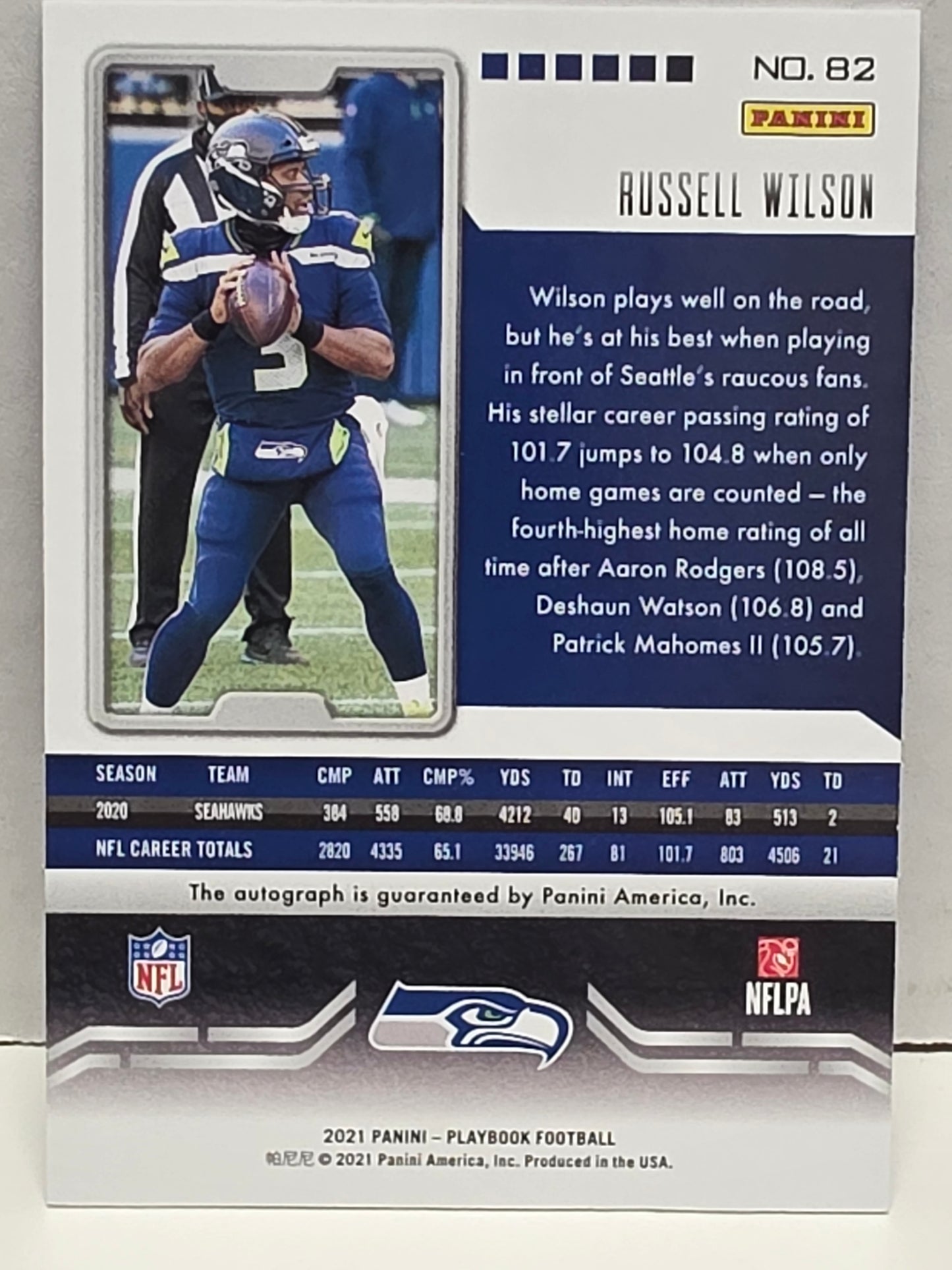 Russell Wilson 2021 Panini Playbook Emerald Auto #3/5