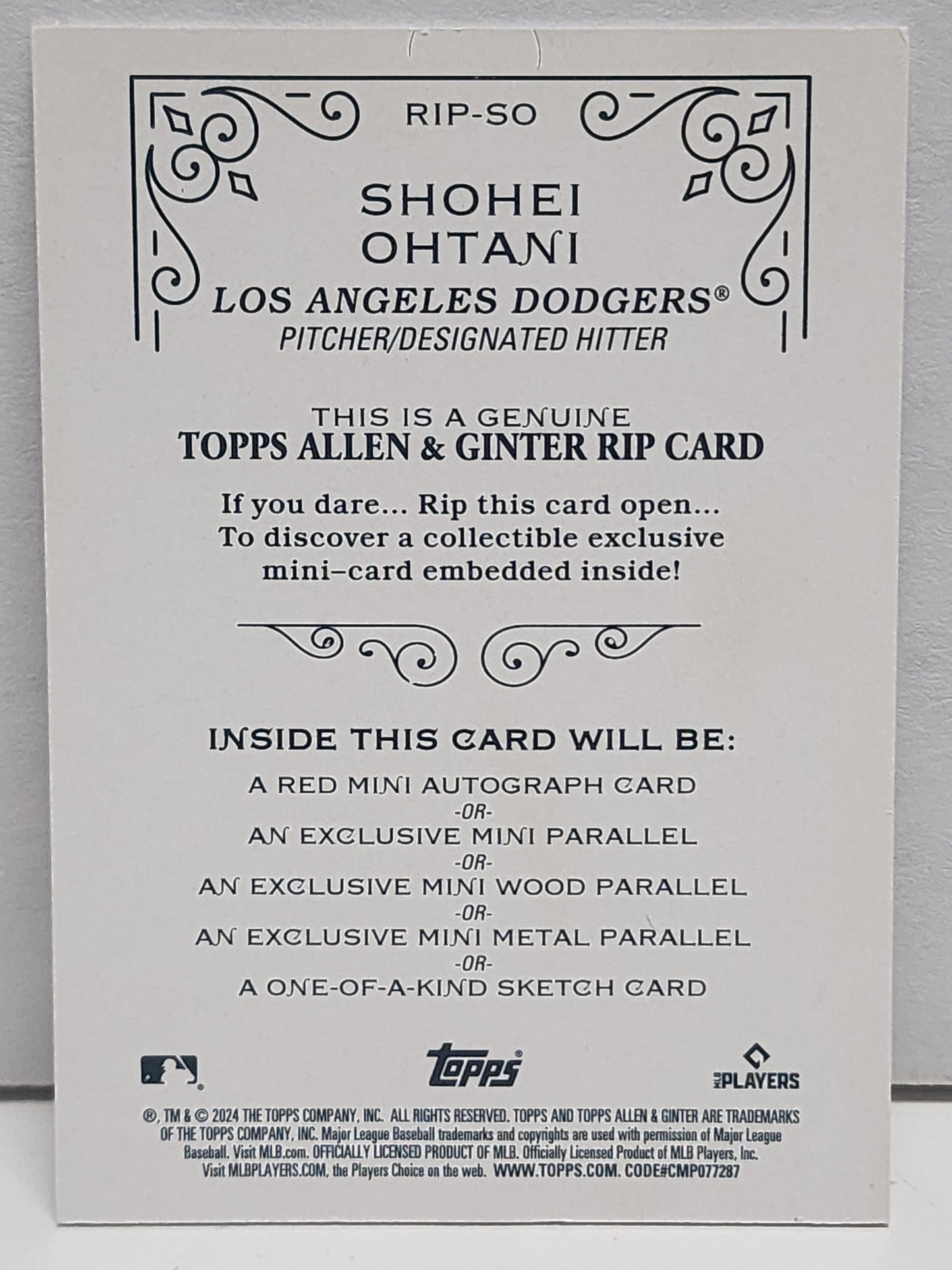 Shohei Ohtani 2024 Topps Allen and Ginter Rip Card #15/50