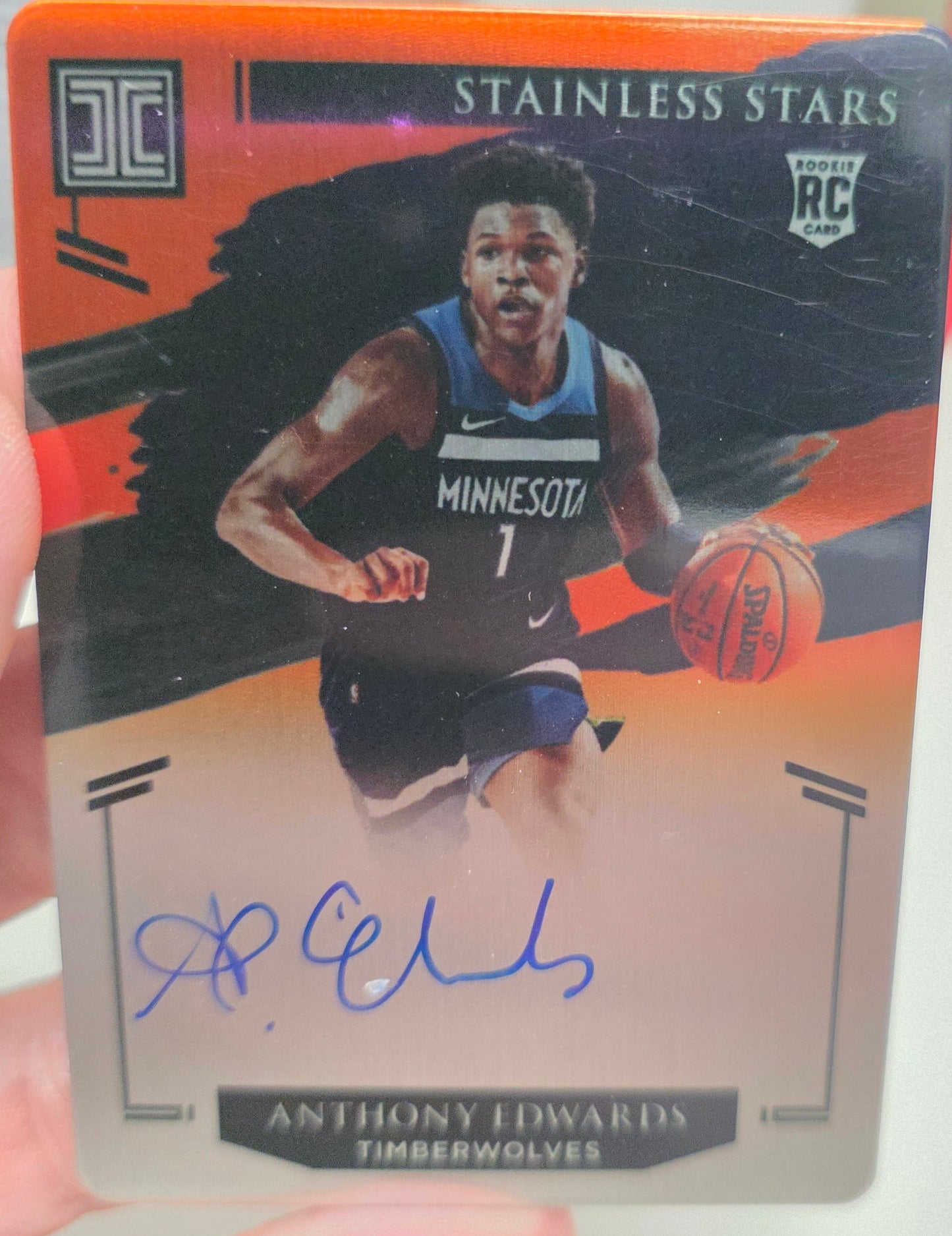 Anthony Edwards 2020 Panini Impeccable Stainless Stars Orange Auto #18/25