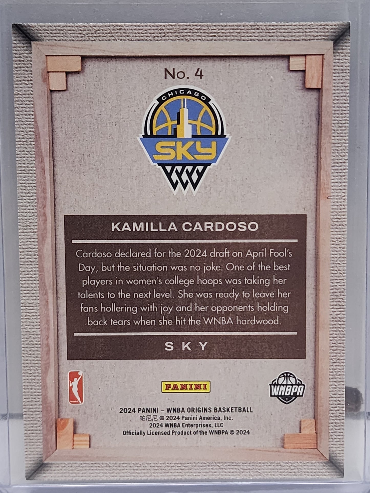 Kamilla Cardoso 2024 Panini WNBA Origins Blank Slate