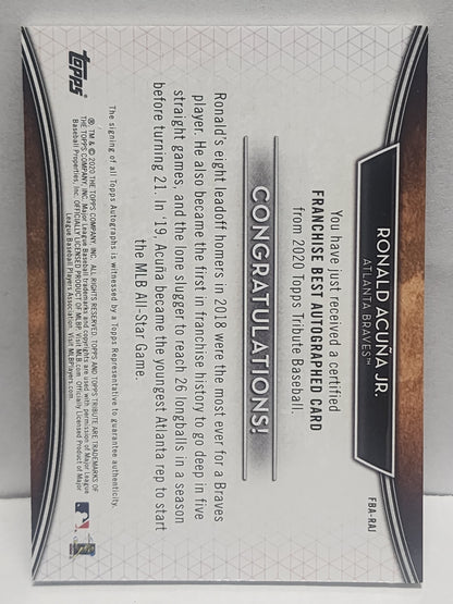 Ronald Acuna Jr. 2020 Topps Tribute Franchise Best Red Auto #10/10