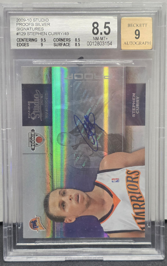 Stephen Curry 2009 Panini Studio Silver Proofs Auto #48/49 BGS 8,5 Auto 9