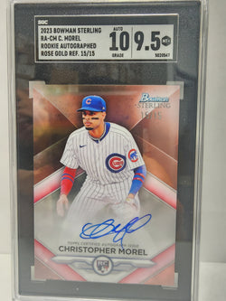 Christopher Morel 2023 Bowman Sterling Rose Gold Auto #15/15 SGC 9.5 Auto 10