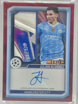 Julian Alvarez 2023 Topps Merlin Red Refractor Match Ball Auto #5/5