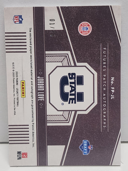 Jordan Love 2020 Panini Legacy Futures Rookie Patch Auto #1/25