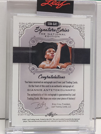 Giannis Antetokoumpo 2021 Leaf Signature Series National Edition Auto #1/1