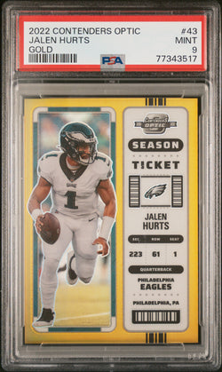 Jalen Hurts 2022 Panini Contenders Optic Gold #6/10 PSA 9 Mint