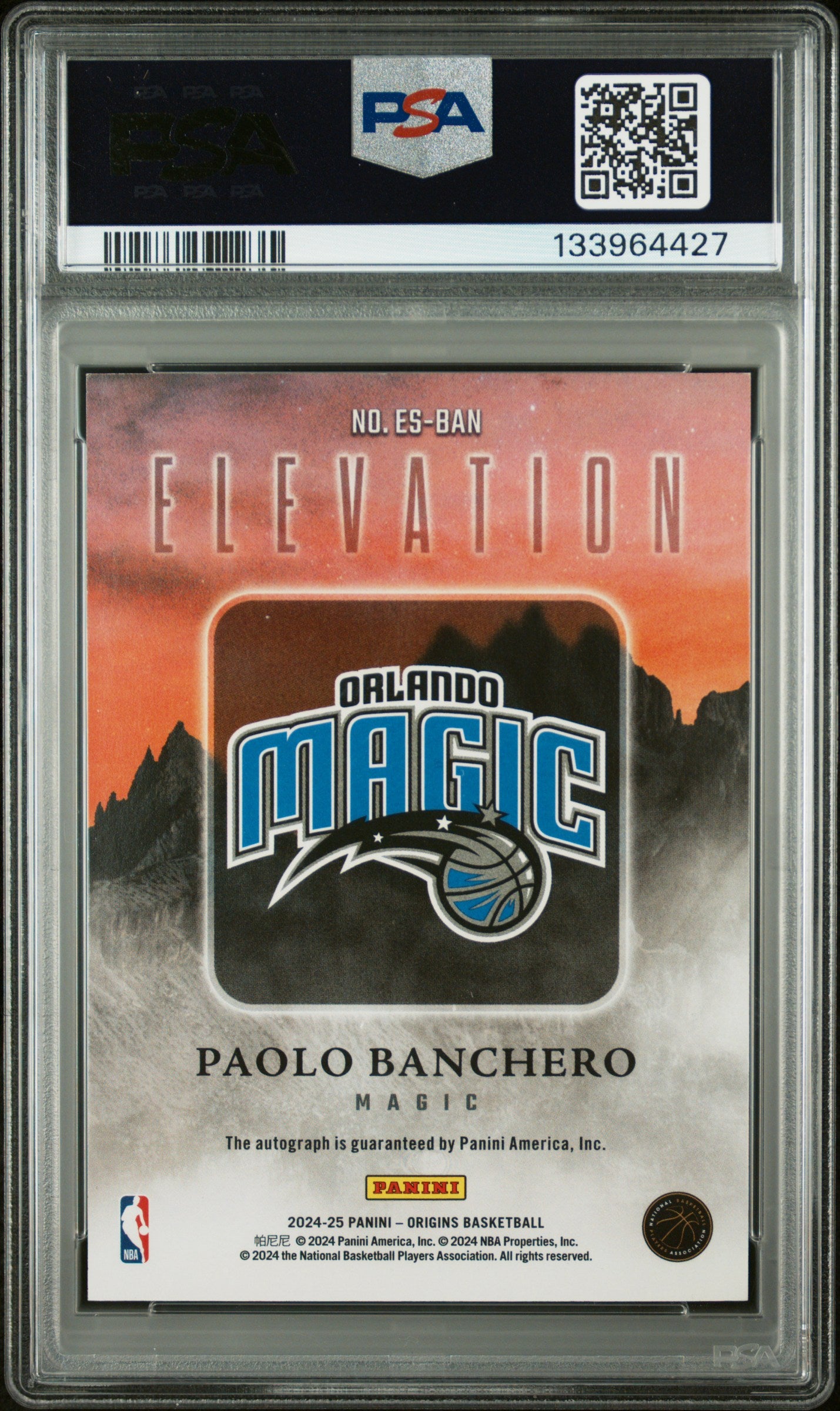 Paolo Banchero 2024 Panini Origins Elevation Autograph #49/49 PSA 9 Mint