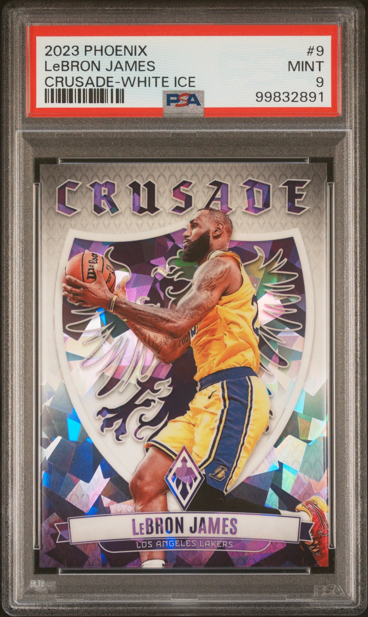 LeBron James 2023 Panini Phoenix Crusade White Ice #63/125 PSA 9 Mint