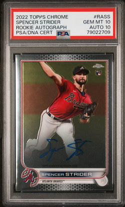 Spencer Strider 2022 Topps Chrome Rookie Autograph PSA 10 Auto 10