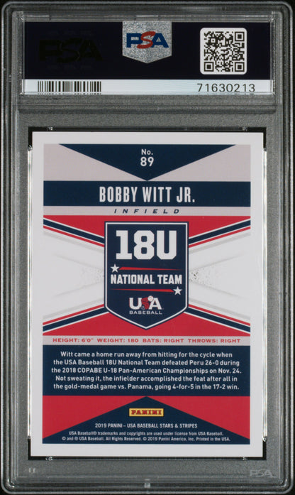 Bobby Witt Jr. 2019 Panini Stars Stripes Longevity Holo #64/99 PSA 10 Gem Mint
