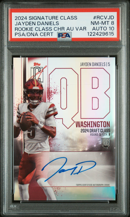 Jayden Daniels 2024 Topps Signature Class Variation Autograph PSA 8 Auto 10