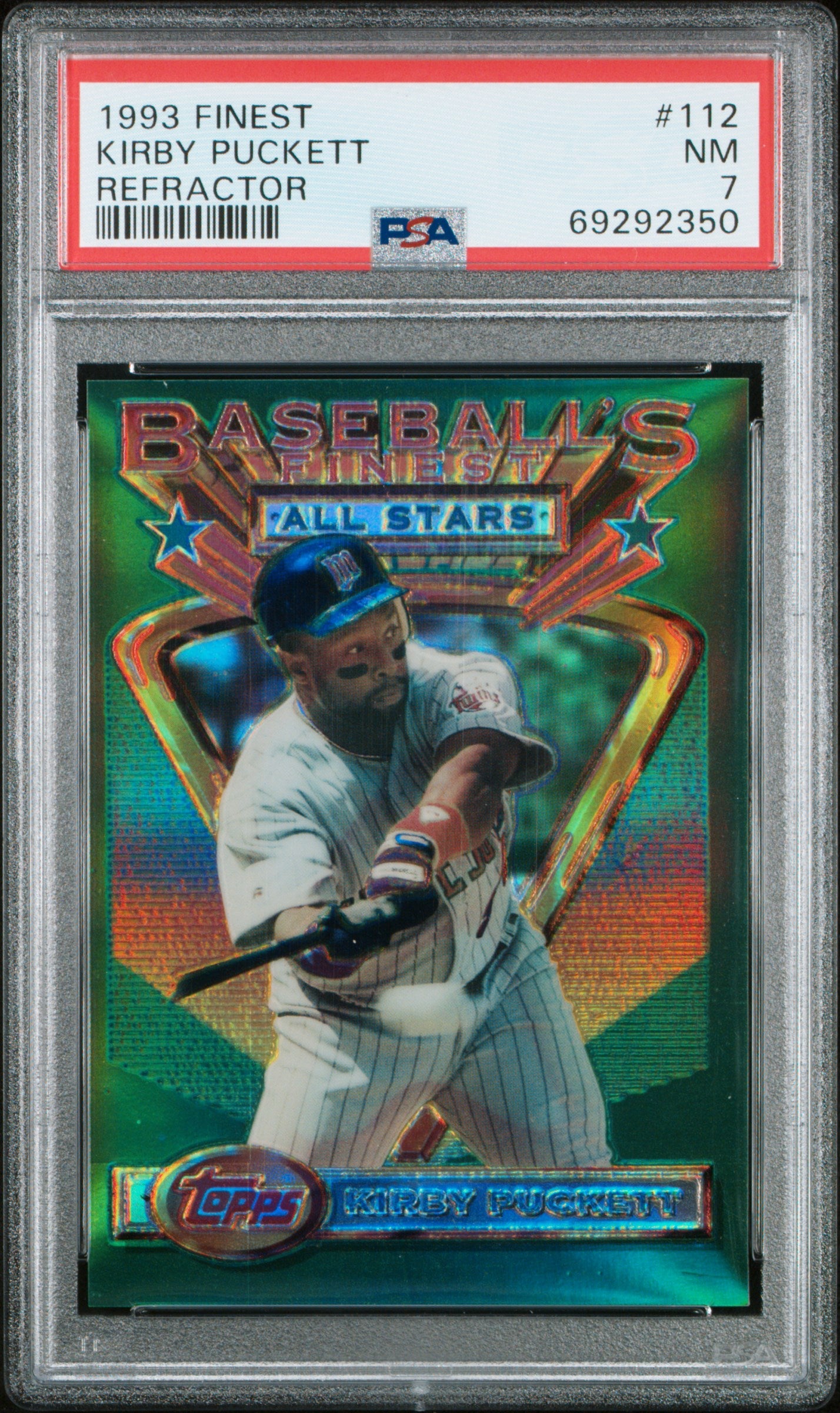 Kirby Puckett 1993 Topps Finest All-Star Refractor #112 PSA 7 Near Mint
