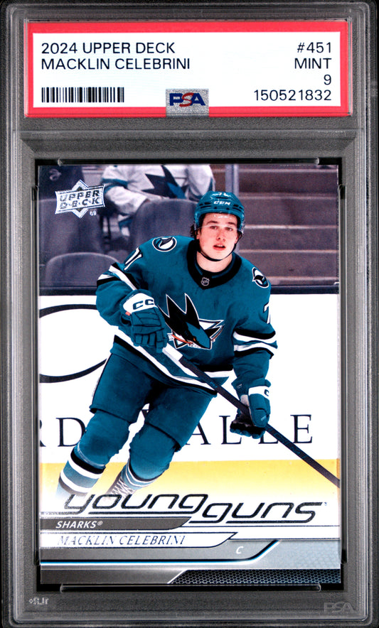 Macklin Celebrini 2024 Upper Deck Rookie #451 PSA 9 Mint 1832