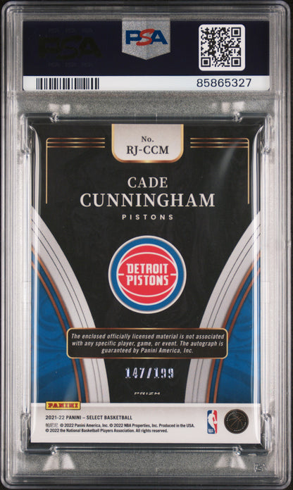 Cade Cunningham 2021 Select Rookie Jersey Auto 147/199 PSA 9 Mint 10 Auto