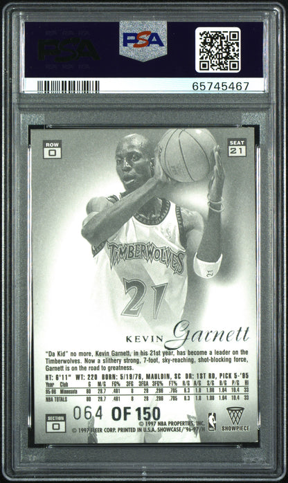 Kevin Garnett 1996 Flair Showcase #21 Legacy Collection #64/150 PSA 8 Nm-Mint
