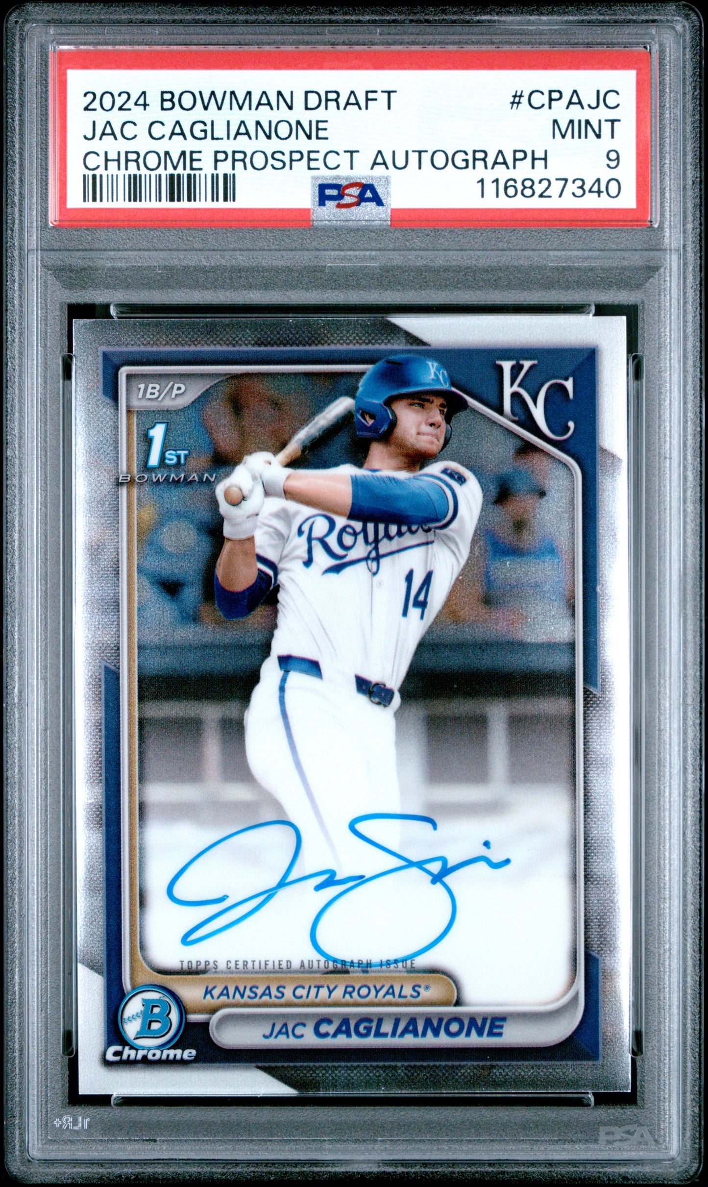 Jac Caglianone 2024 Bowman Chrome Draft Auto PSA 9 Mint 7340