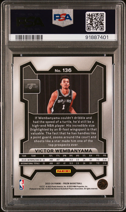 Victor Wembanyama 2023 Panini Prizm #136 PSA 10 Gem Mint 7401