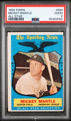 Mickey Mantle 1959 Topps All Star #564 PSA 2 Good