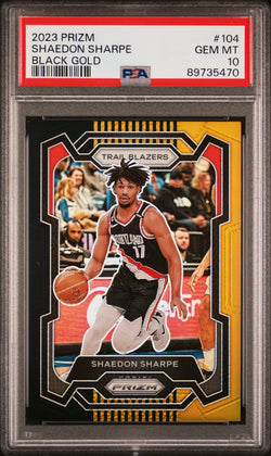 Shaedon Sharpe 2023 Panini PRizm Black Gold Prizm #2/5 PSA 10 Gem Mint