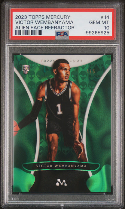 Victor Wembanyama 2023 Topps Mercury #14 Alien Face Refractor #4/5 PSA 10 Gem Mint