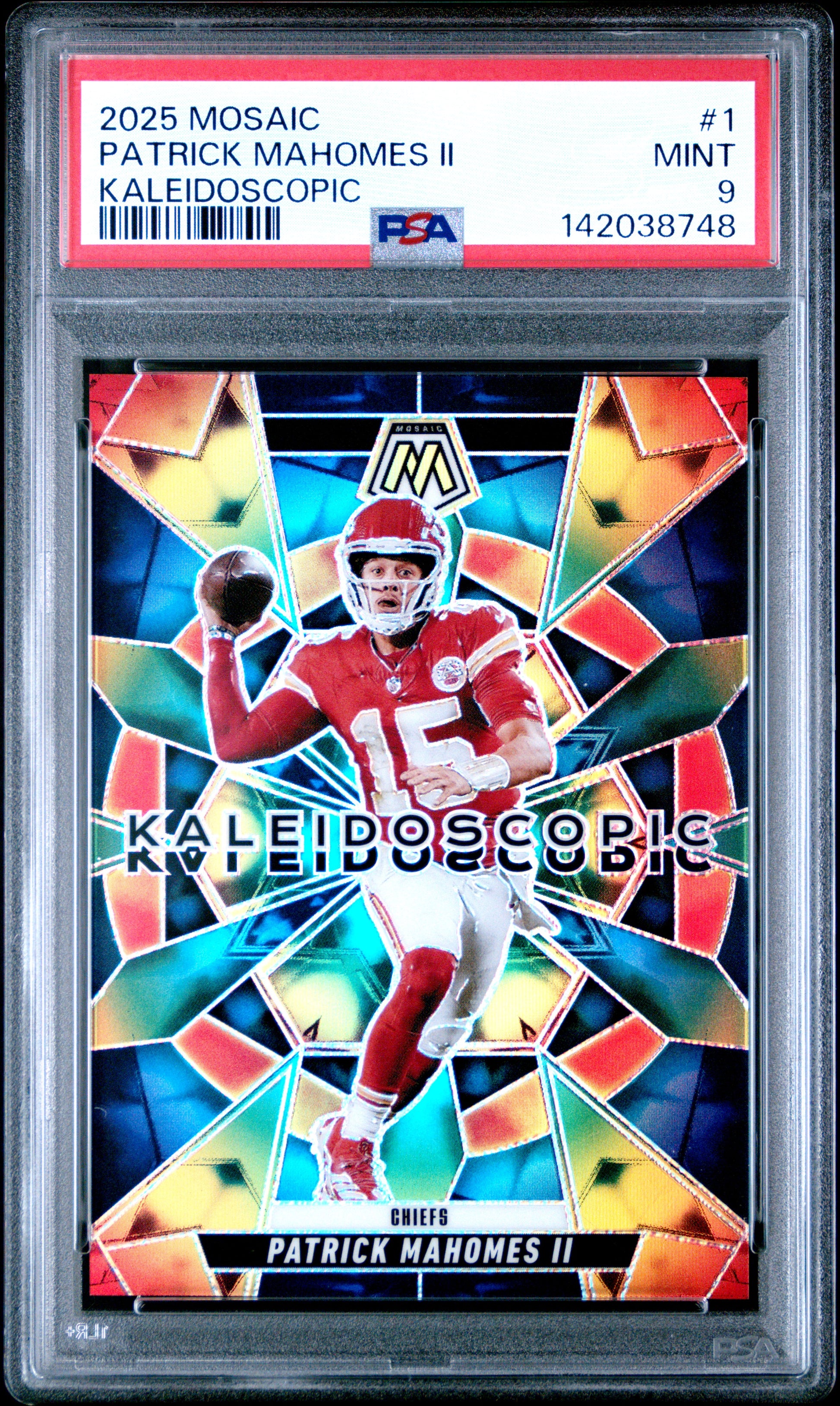 Patrick Mahomes 2025 Mosaic Kaleidoscopic #1 PSA 9 Mint