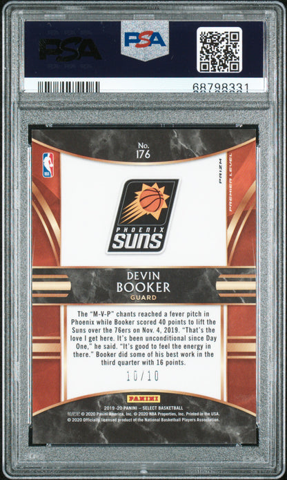 Devin Booker 2019 Panini Select #176 Gold Disco Prizm #10/10 PSA 9 Mint