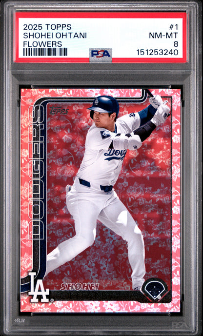 Shohei Ohtani 2025 Topps #1 Flowers #13/50 PSA 8 Nm-Mint