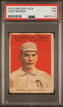 Chief Bender 1915 Cracker Jack #19 PSA 1 Poor