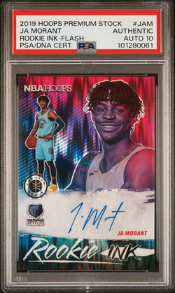 Ja Morant 2019 Hoops PRemium Stock Rookie Ink Flash PSA Auth Auto 10