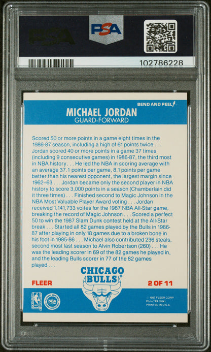 Michael Jordan 1987 Fleer Stickers #2 PSA 7 Near Mint 6228