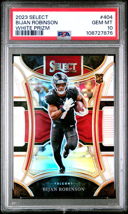Bijan Robinson 2023 Panini Select #404 White Prizm #7/35 PSA 10 Gem Mint