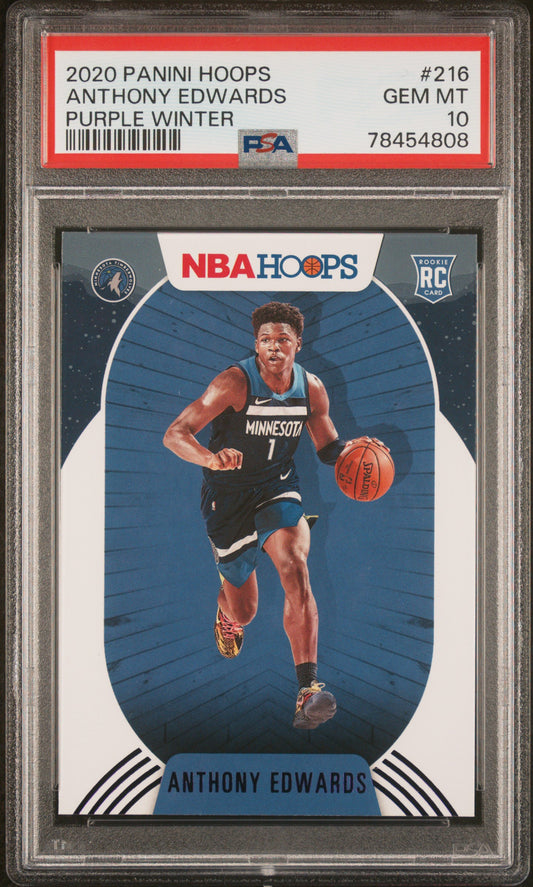 Anthony Edwards 2020 Hoops Purple Winter #216 PSA 10 Gem Mint