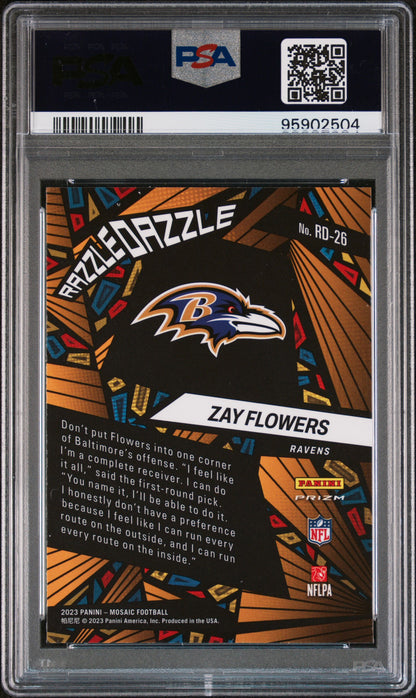 Zay Flowers 2023 Panini Mosaic Razzle Dazzle PSA 10 Gem Mint