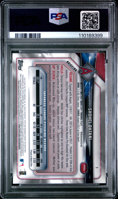 Shohei Ohtani 2018 Bowman Chrome #1 RC PSA 9 Mint 9399