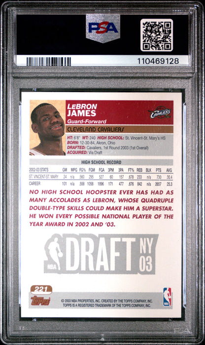 LeBron James 2003 Topps Rookie #221 PSA 5 EX 9128