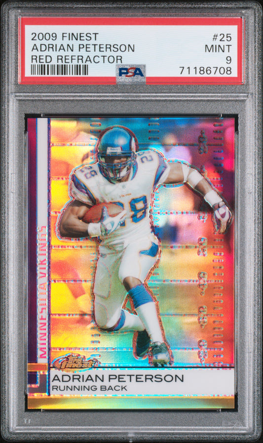 Adrian Peterson 2009 Topps Finest #25 Red Refractor #13/25 PSA 9 Mint