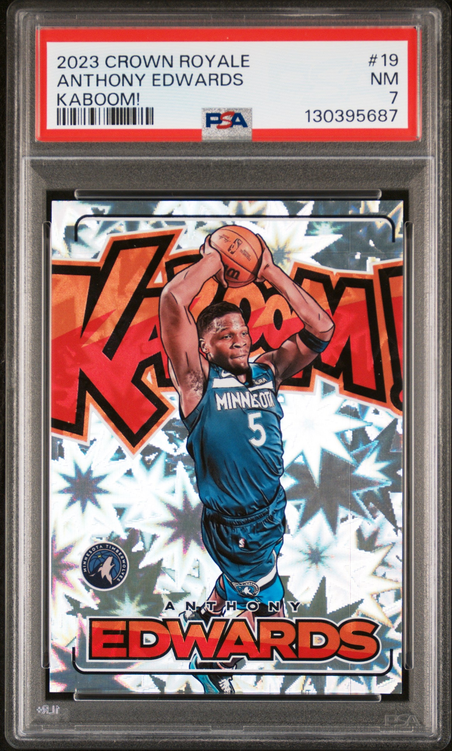 Anthony Edwards 2023 Panini Crown Royale Kaboom PSA 7 Near Mint