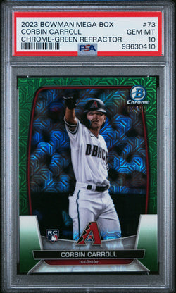 Corbin Carroll 2023 Bowman Mega Box Green Refractor #86/99 PSA 10 Gem Mint