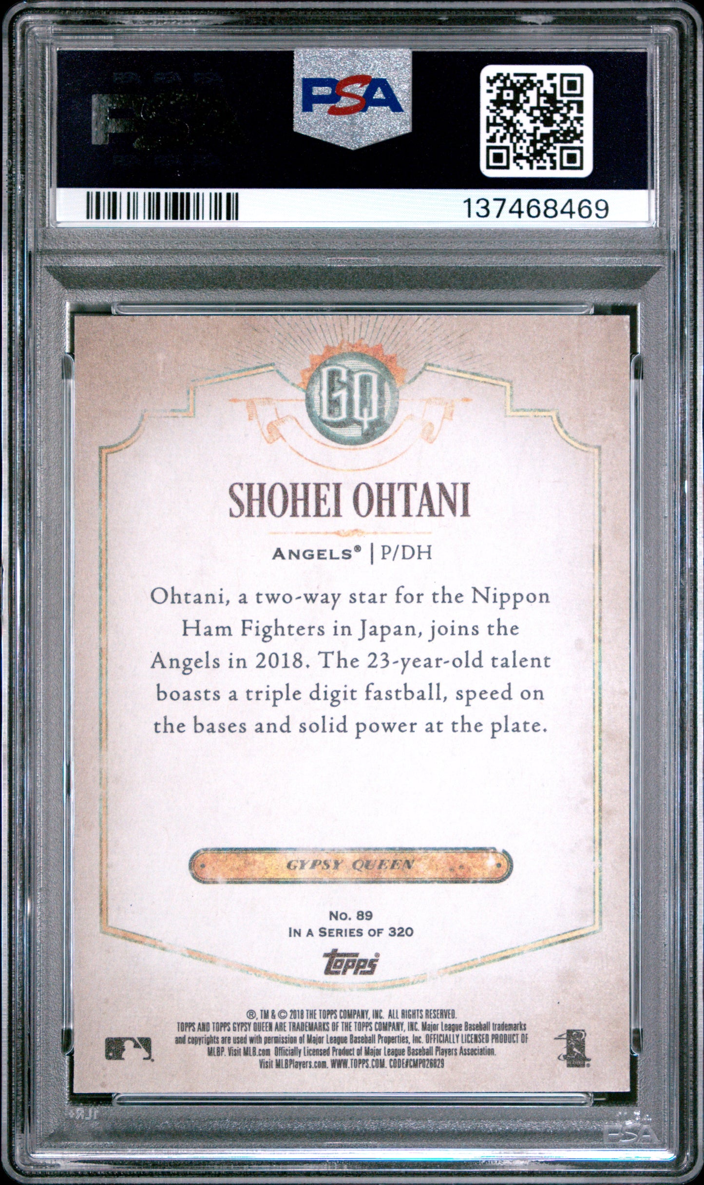Shohei Ohtani 2018 Topps Gypsy Queen Rookie #89 PSA 10 Gem Mint 8469