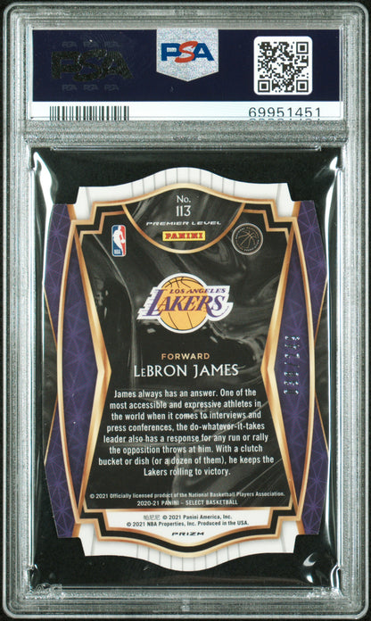 LeBron James 2020 Panini Select Blue Die-Cut Prizm #38/249 PSA 10 Gem Mint