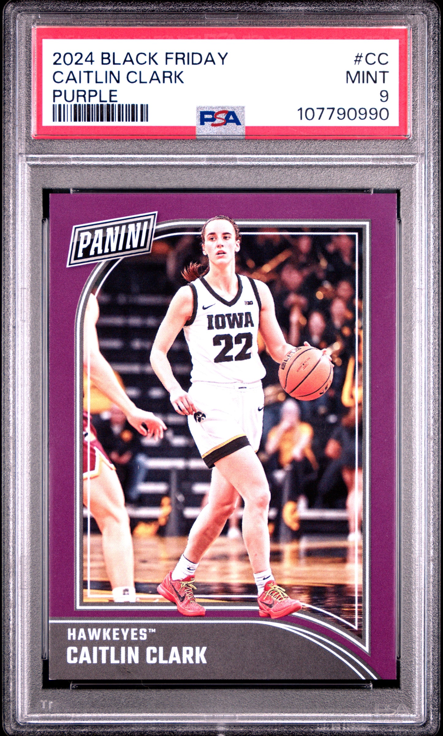 Caitlin Clark 2024 Panini Black Friday Purple #7/25 PSA 9 Mint
